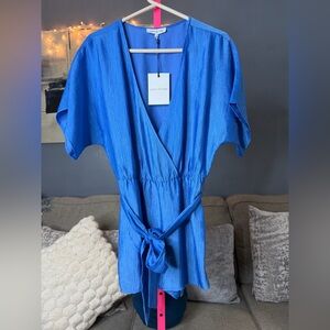 Jacquie The Label Blue Wrap Romper Dress Size S NWT Summer Vacation Flowy 💙